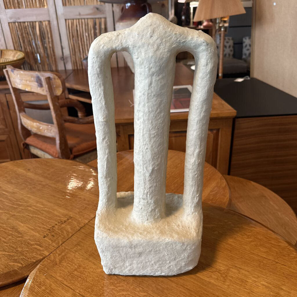 Cream Paper Mache 3 Column Sculpture - 8X6X17H