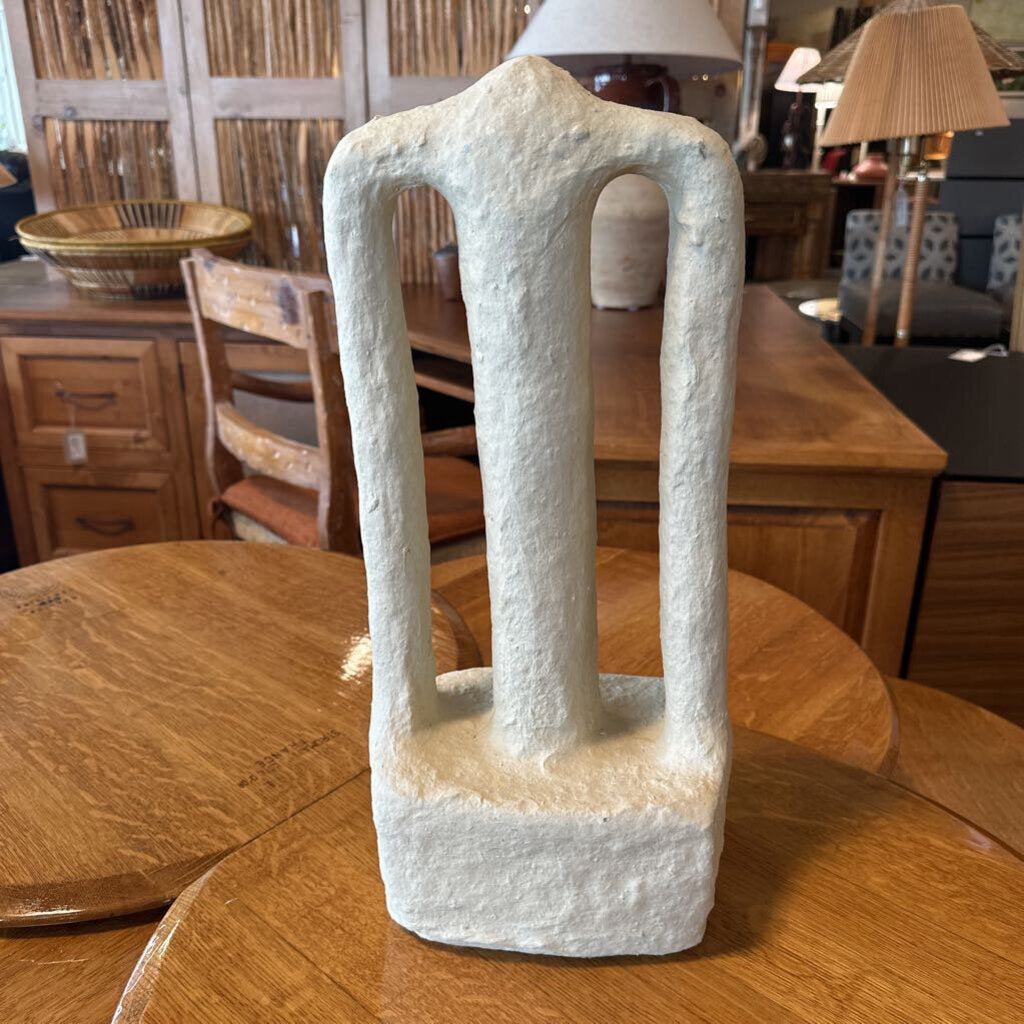 Cream Paper Mache 3 Column Sculpture - 8X6X17H