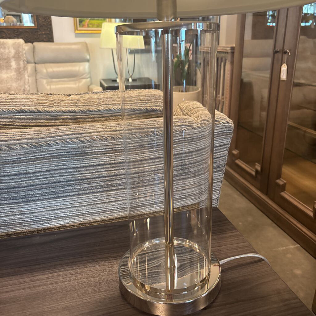 Lauren Glass Cylinder Lamps- 13X28H - Pair-AS IS