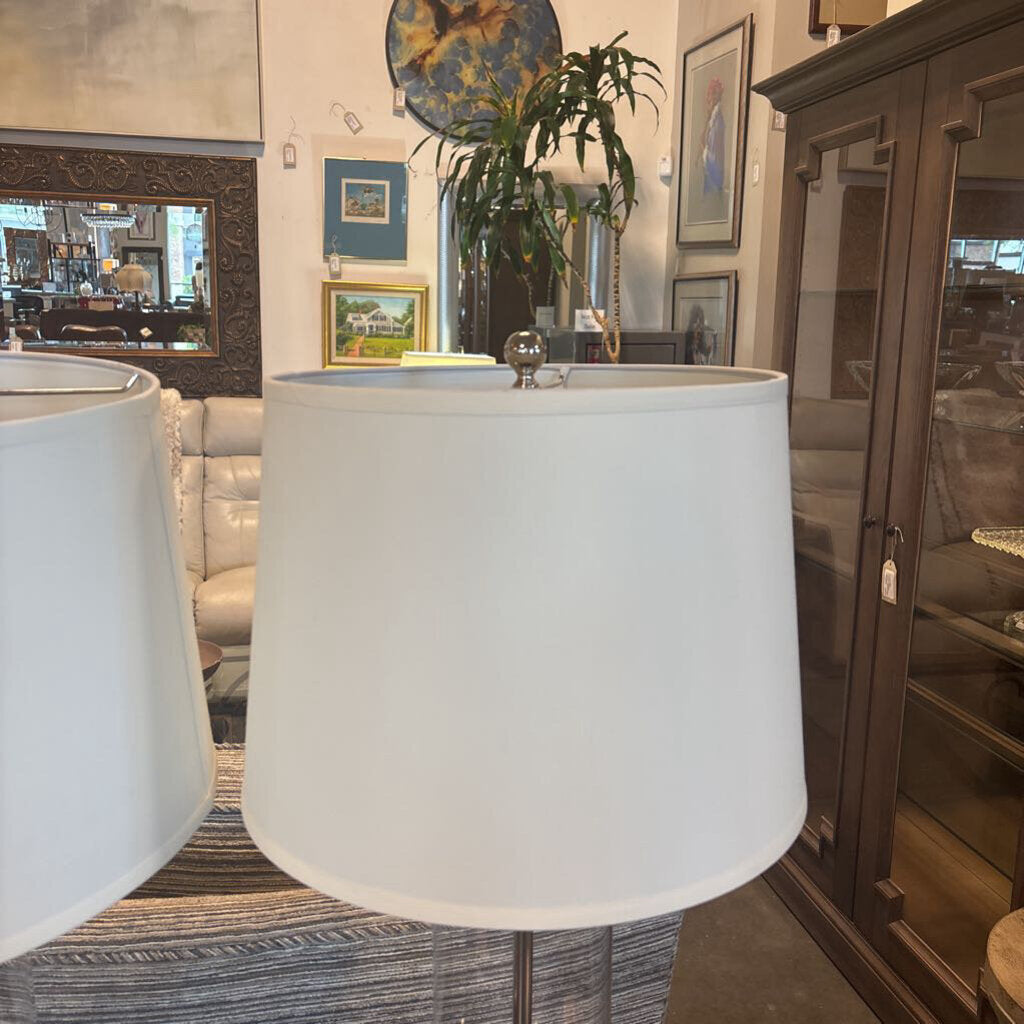 Lauren Glass Cylinder Lamps- 13X28H - Pair-AS IS