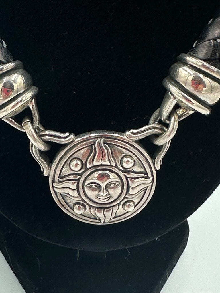 Vintage 1998 Kieselstein-Cord Silver Sun Leather Choker