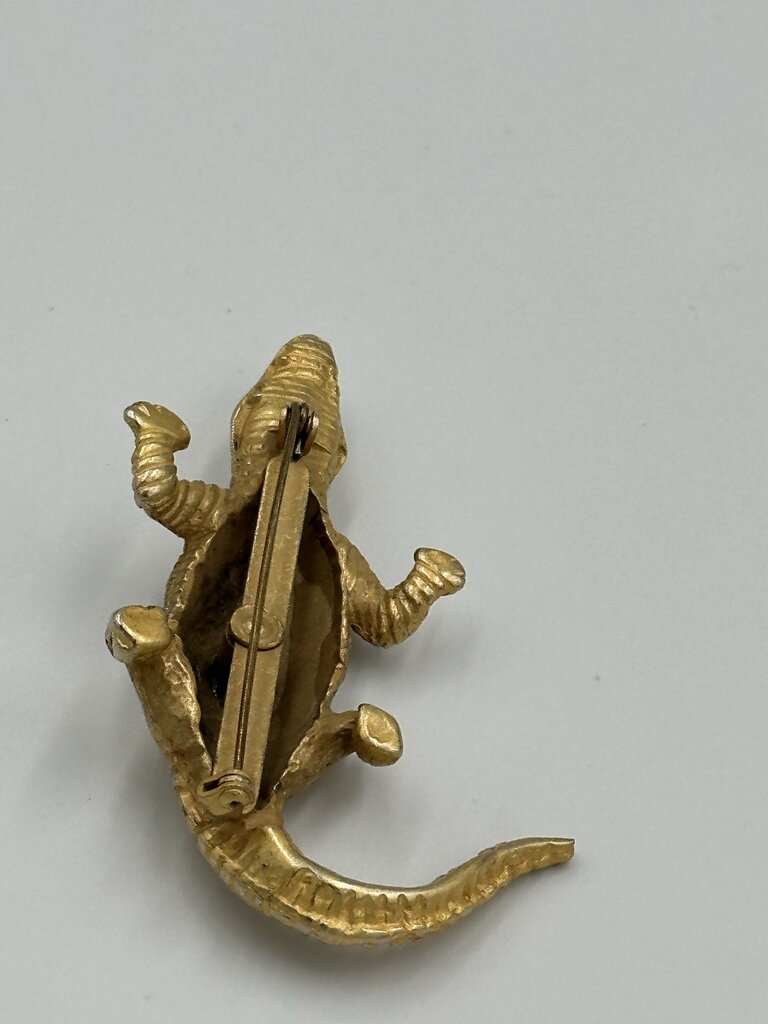 Vintage Gold-Tone Alligator Costume Brooch