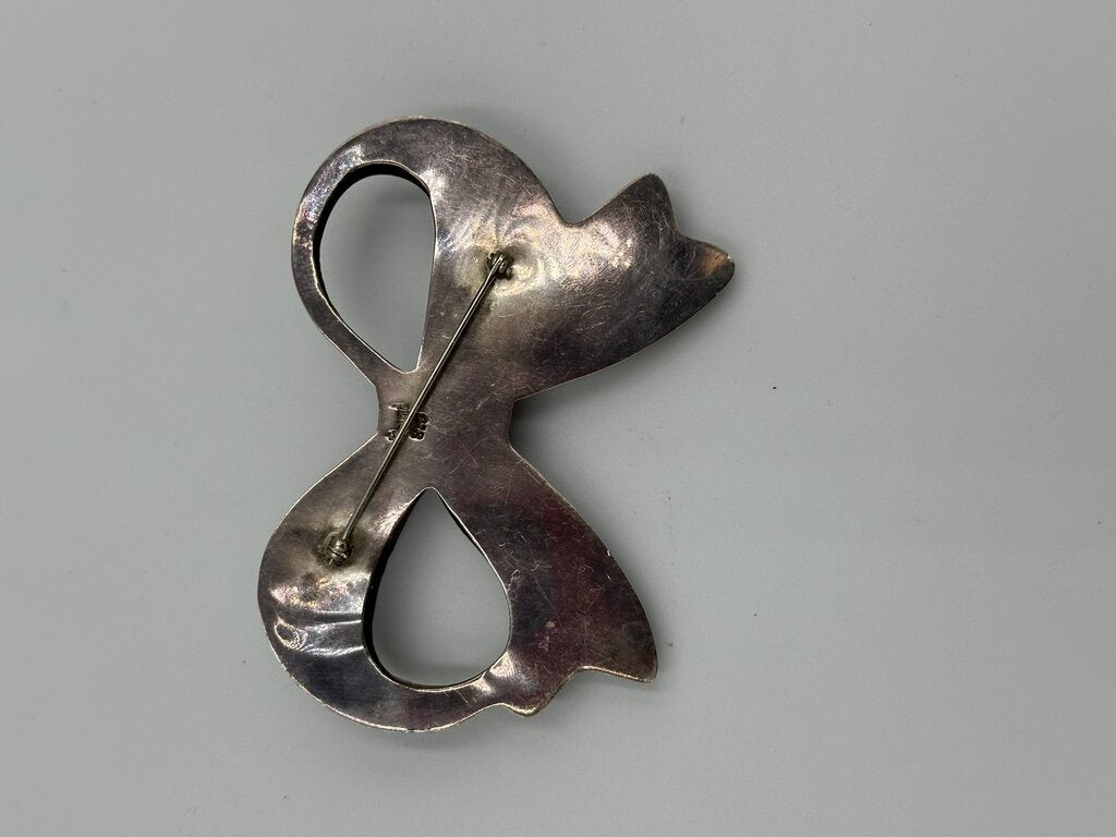 Vintage Taxco Sterling Silver Sculptural Puffy Bow Brooch Pin