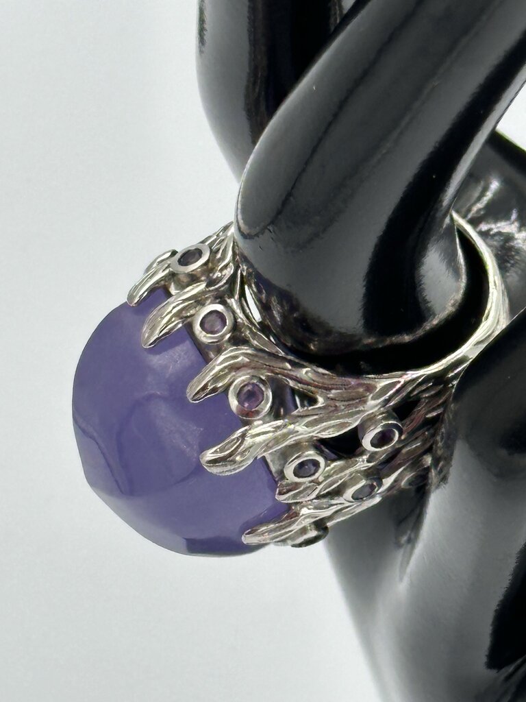Lavender Chalcedony Silver Statement Ring Size - 8