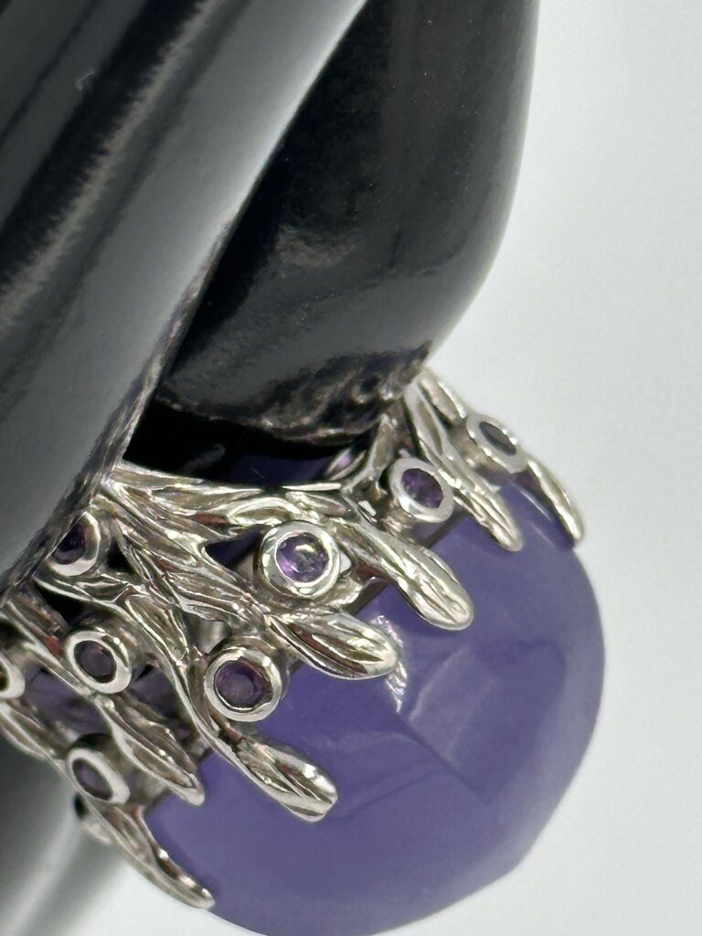 Lavender Chalcedony Silver Statement Ring Size - 8