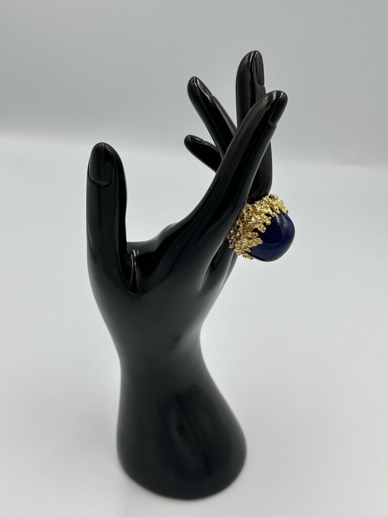 Vintage Gold-Tone Lapis Nugget Ring Size 8