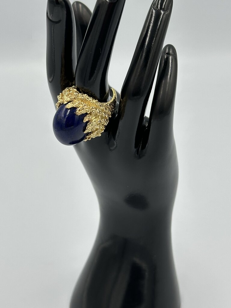 Vintage Gold-Tone Lapis Nugget Ring Size 8