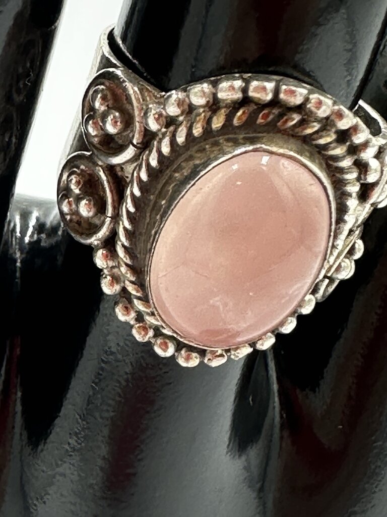 Vintage 925 Silver Rose Quartz Ring Size 8