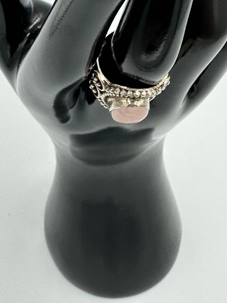 Vintage 925 Silver Rose Quartz Ring Size 8