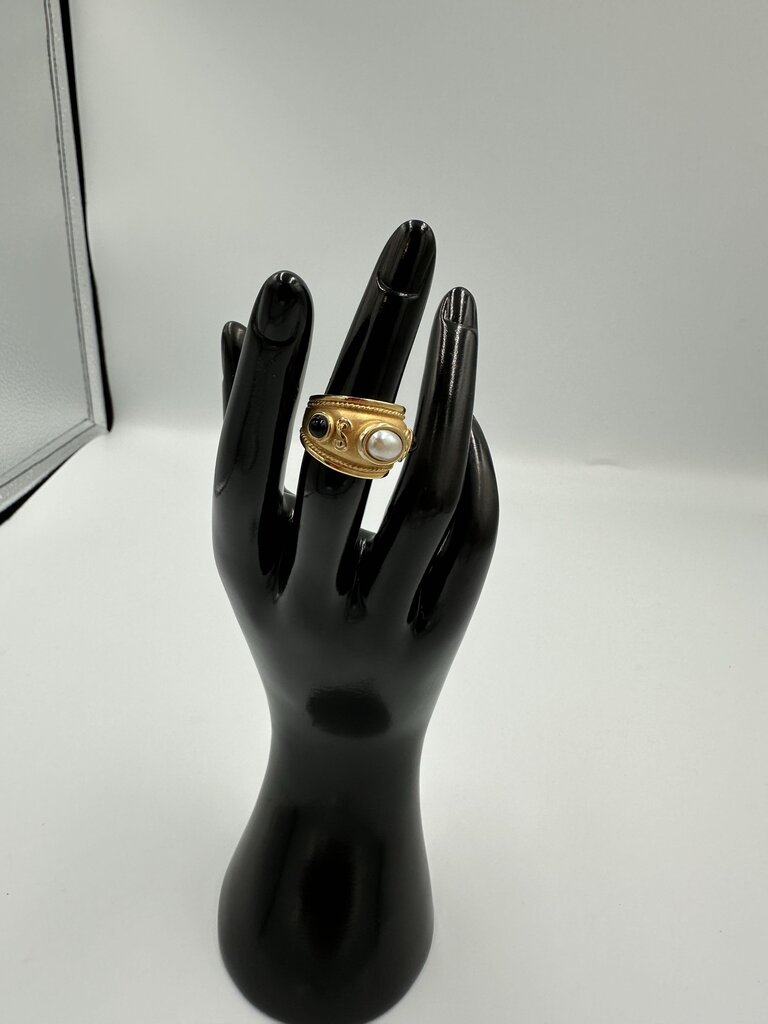 Vintage Multi-Stone Wide Band Ring Size 5