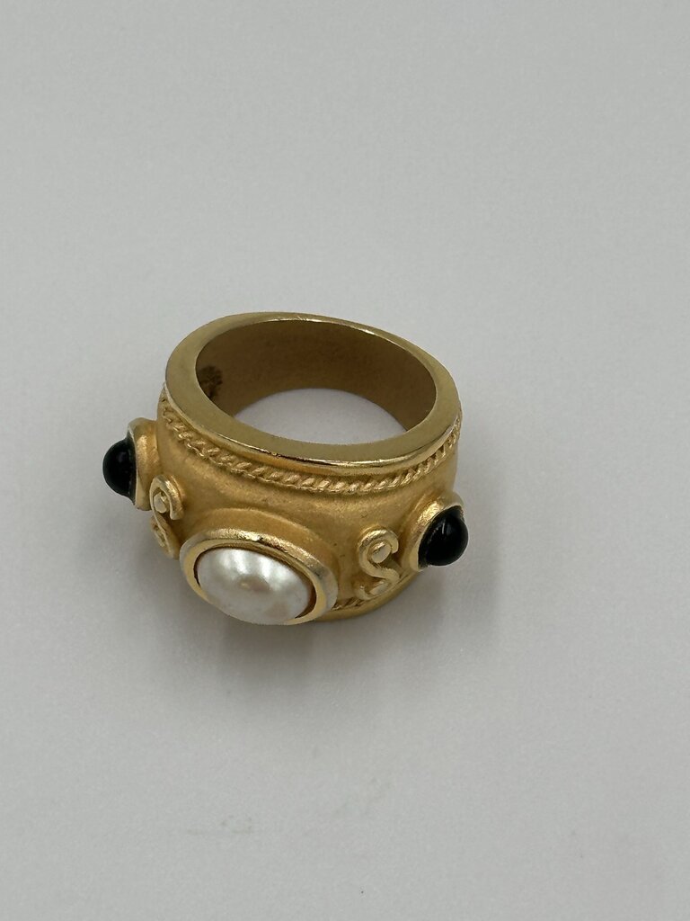 Vintage Multi-Stone Wide Band Ring Size 5