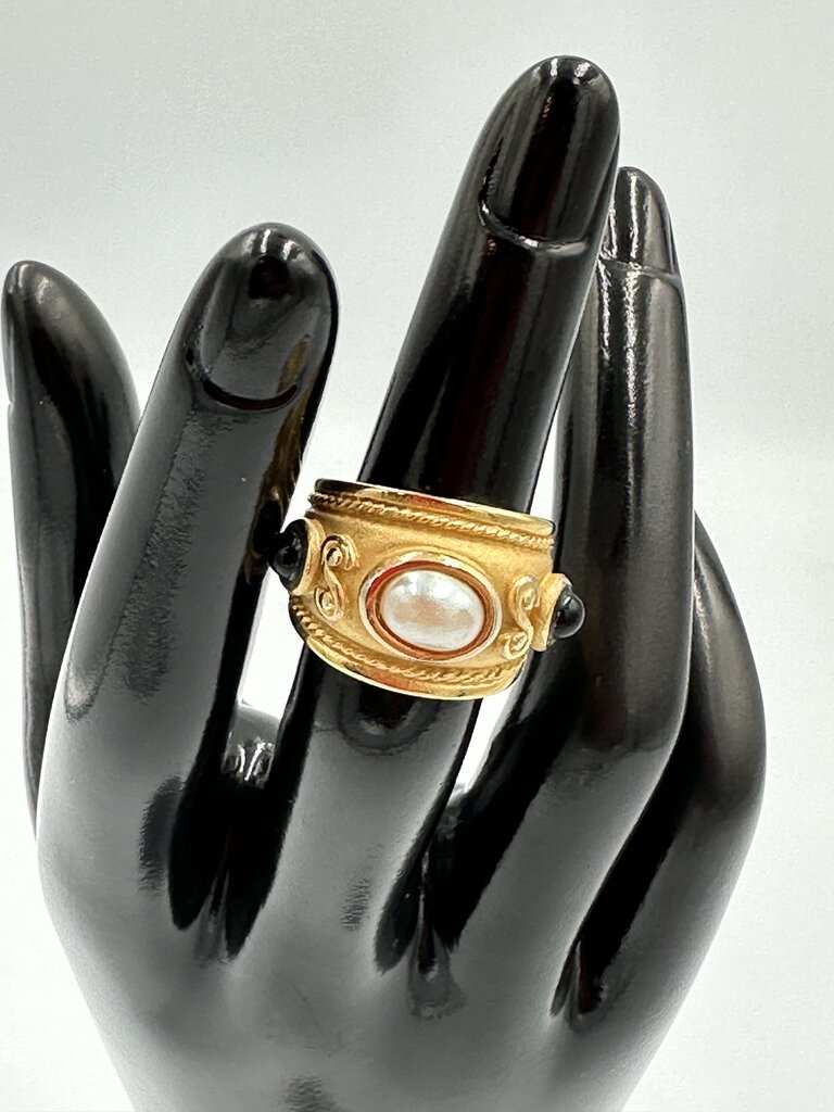 Vintage Multi-Stone Wide Band Ring Size 5