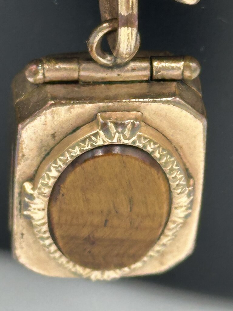 Antique W. & S. B. 18K Rolled Gold Plate Greek Key Book Locket Necklace