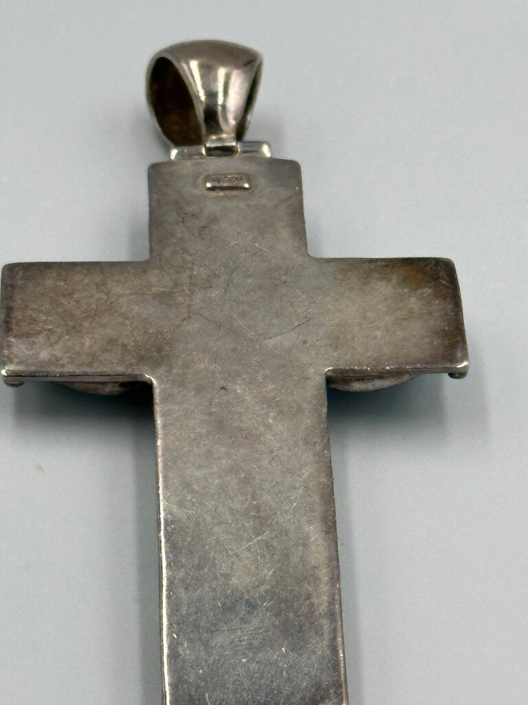 Vintage 925 Silver Turquoise Cross Pendant