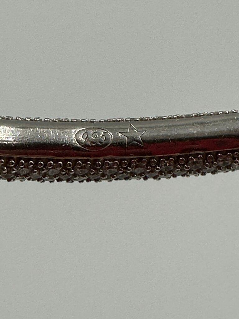 Italian Sterling Silver Two-Tone Pave Bar Mesh Bracelet