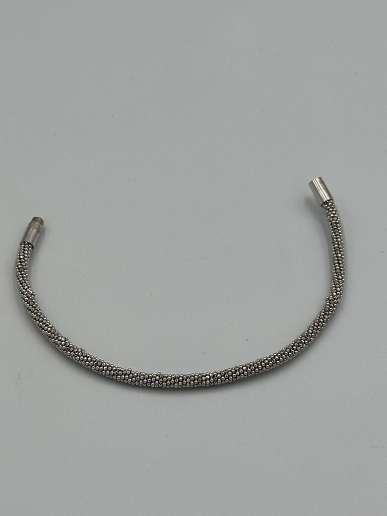 Italian Sterling Silver Pave Bar Mesh Bracelet