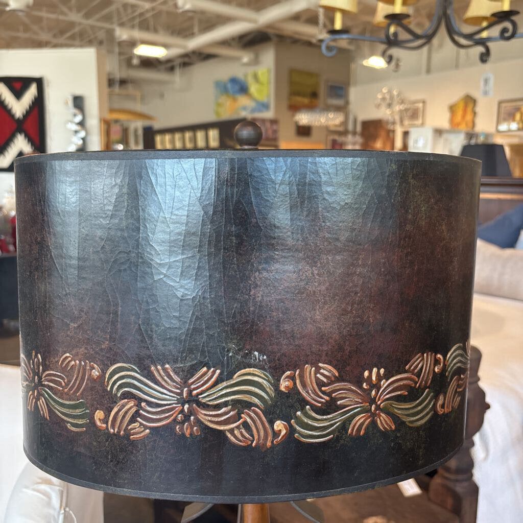 Ornate Iron Lamp W/ Oval Shade- 15X31.5H