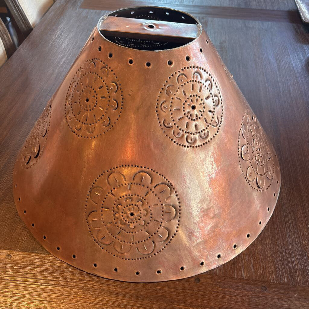 Copper Tin Floral Punched Lamp Shade- 21X11H