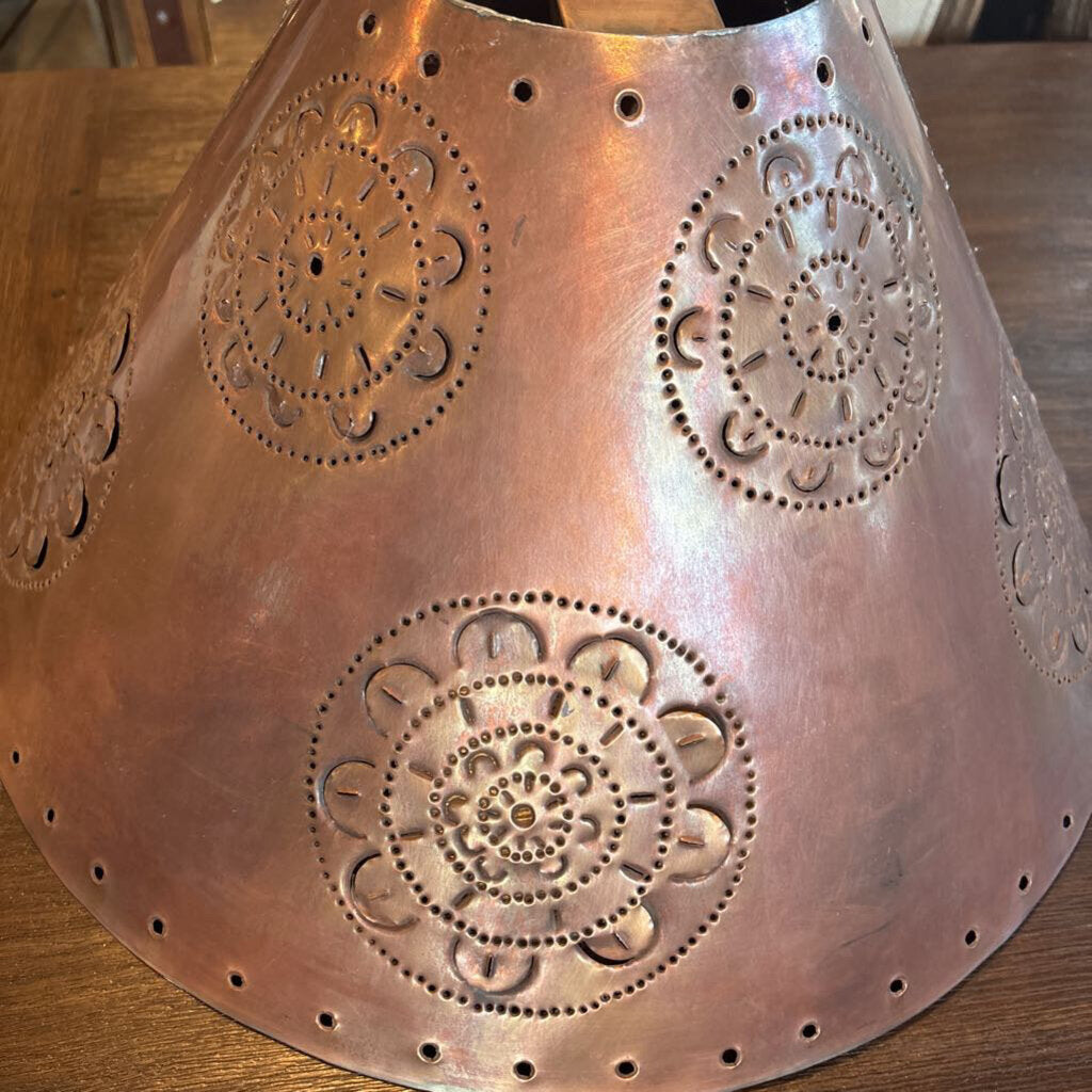 Copper Tin Floral Punched Lamp Shade- 21X11H