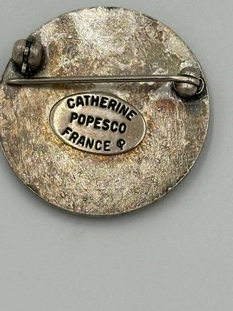 Catherine Popesco Enamel Shamrock Medallion Brooch