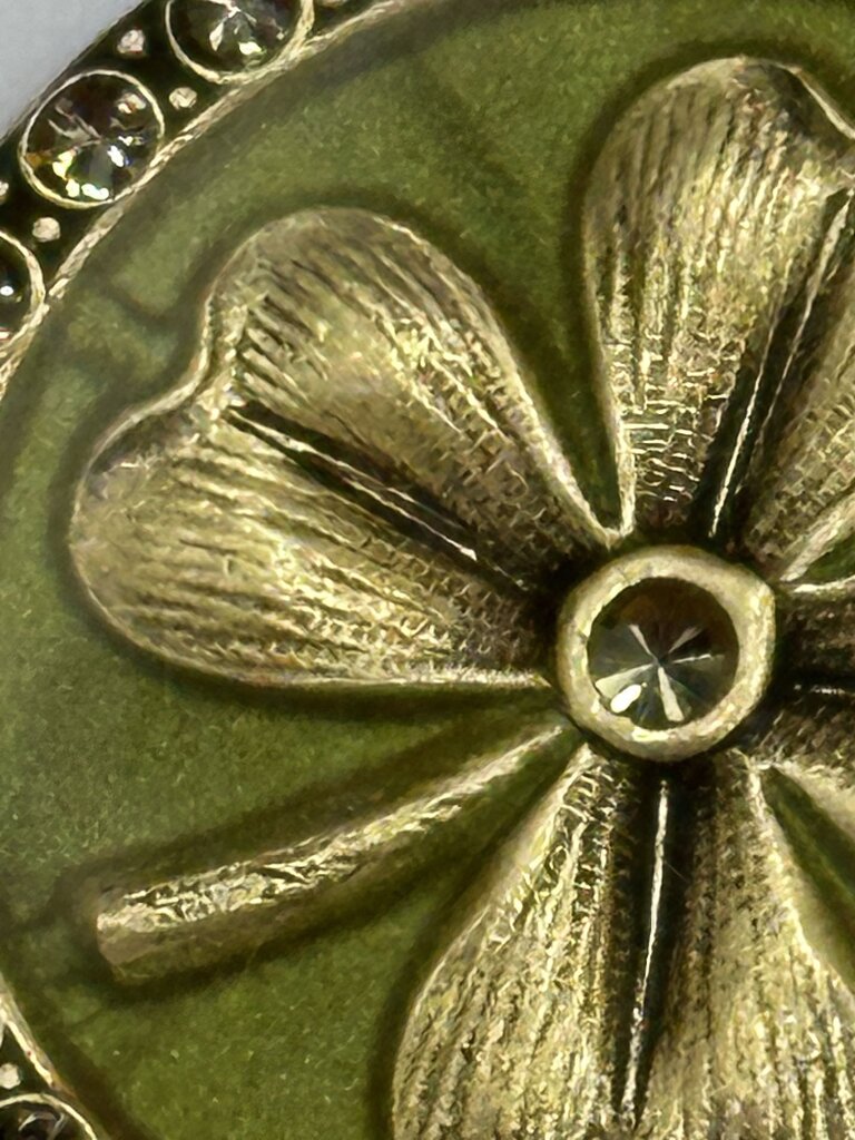 Catherine Popesco Enamel Shamrock Medallion Brooch
