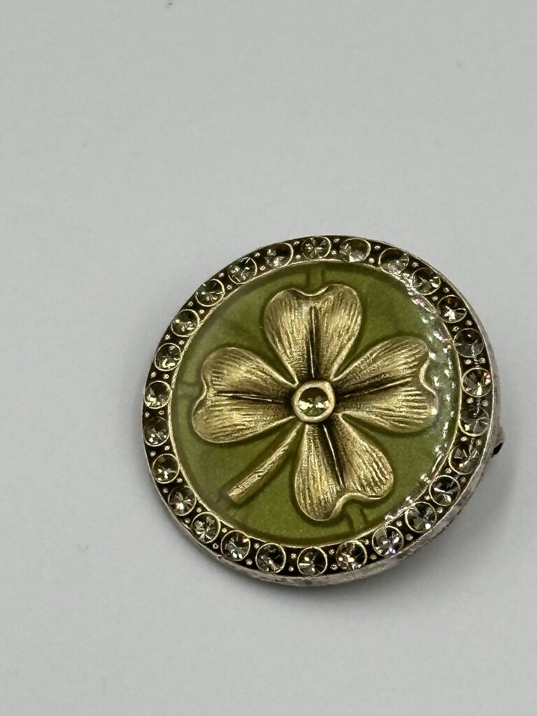 Catherine Popesco Enamel Shamrock Medallion Brooch