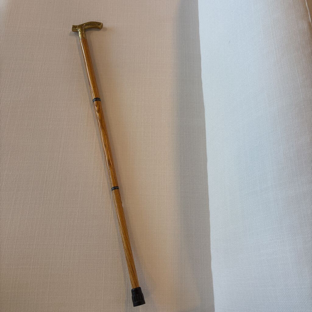Vintage Cane W/ Brass Handle- 4X34.5H