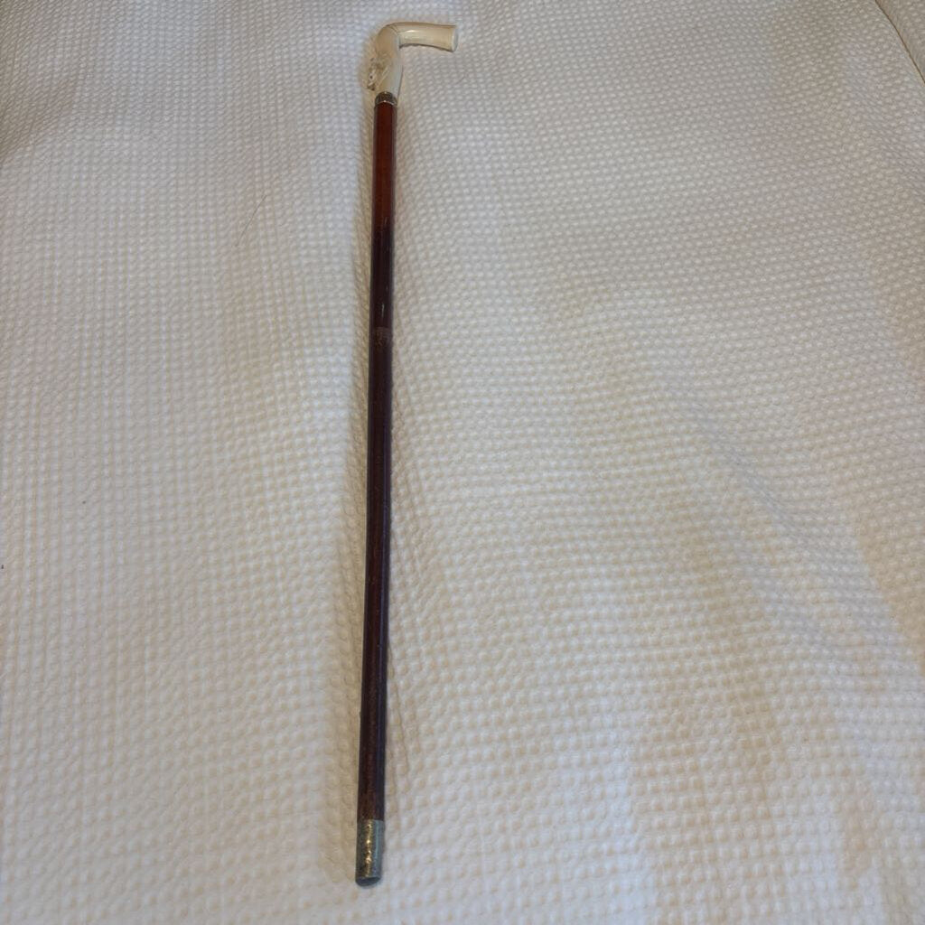 Walrus Tusk Grip Fox Head Walking Stick Cane - 1X3.5X35H
