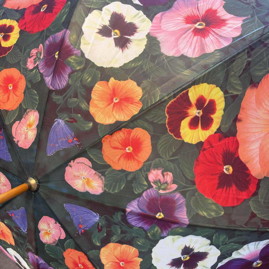 Vintage Salamander Graphix Pansy & Butterfly Umbrella- 5X35H