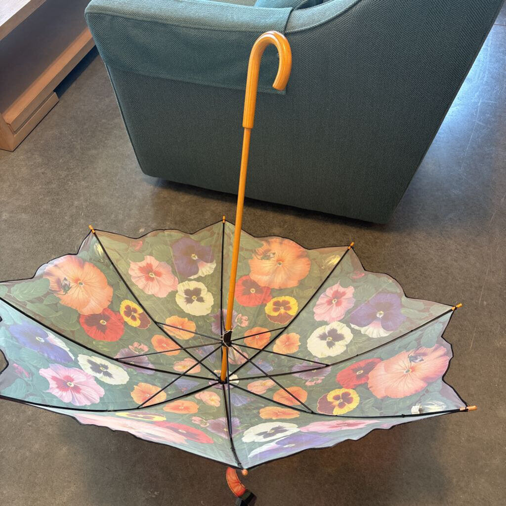 Vintage Salamander Graphix Pansy & Butterfly Umbrella- 5X35H