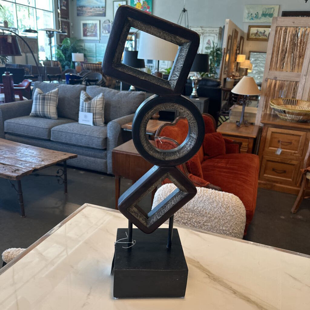 Wood & Metal Abstract Sculpture - 8.5X7.5X28