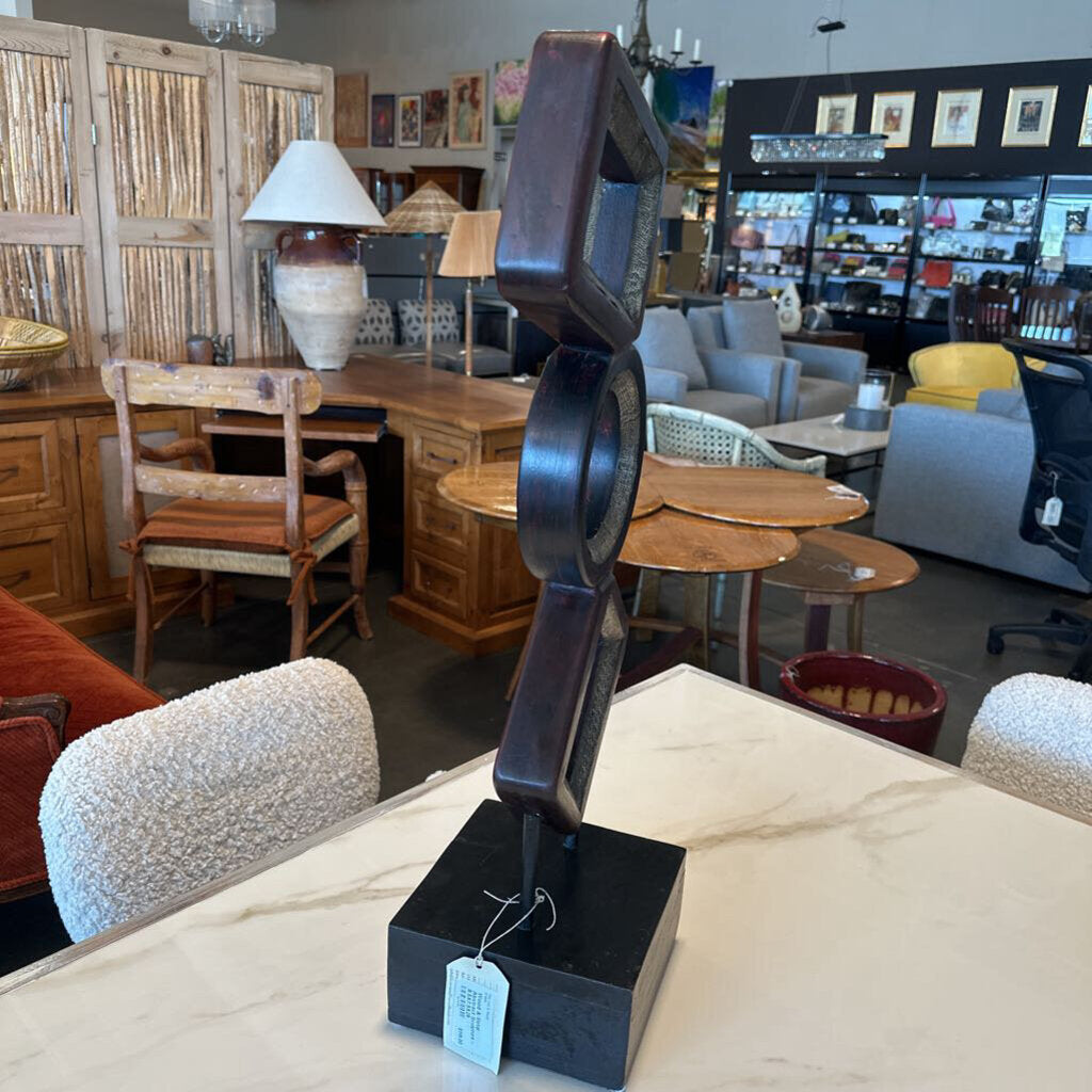 Wood & Metal Abstract Sculpture - 8.5X7.5X28