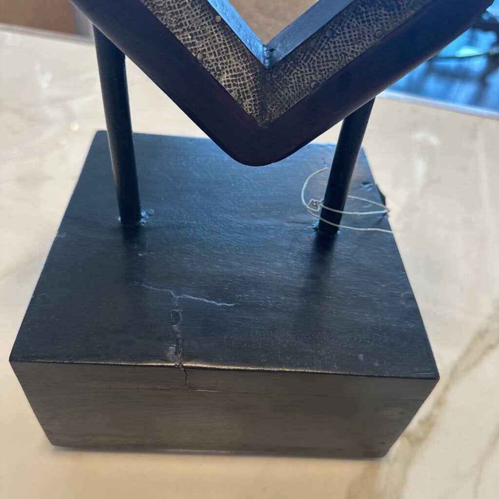 Wood & Metal Abstract Sculpture - 8.5X7.5X28