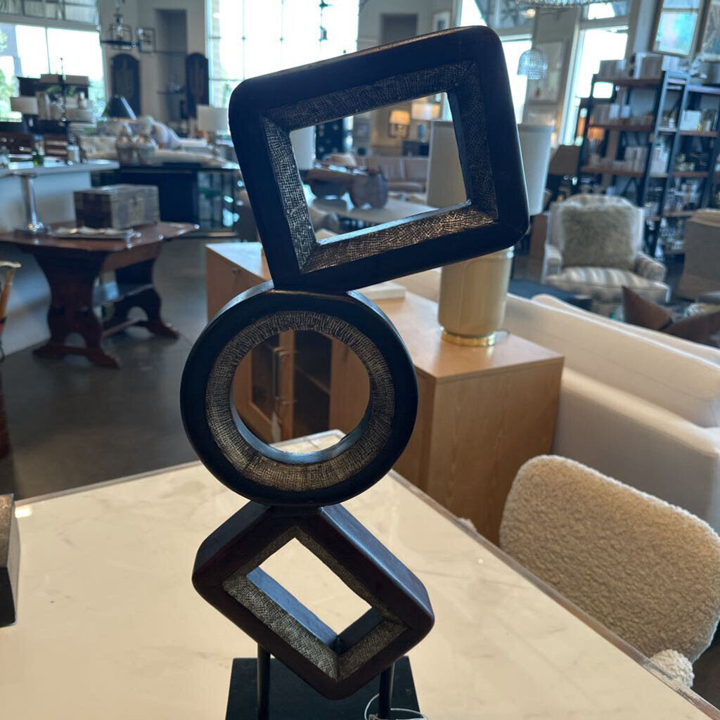 Wood & Metal Abstract Sculpture - 8.5X7.5X28