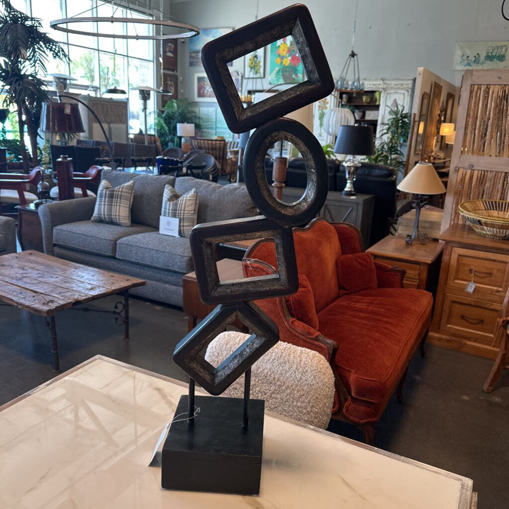 Wood & Metal Abstract Sculpture - 11X7.5X34.5