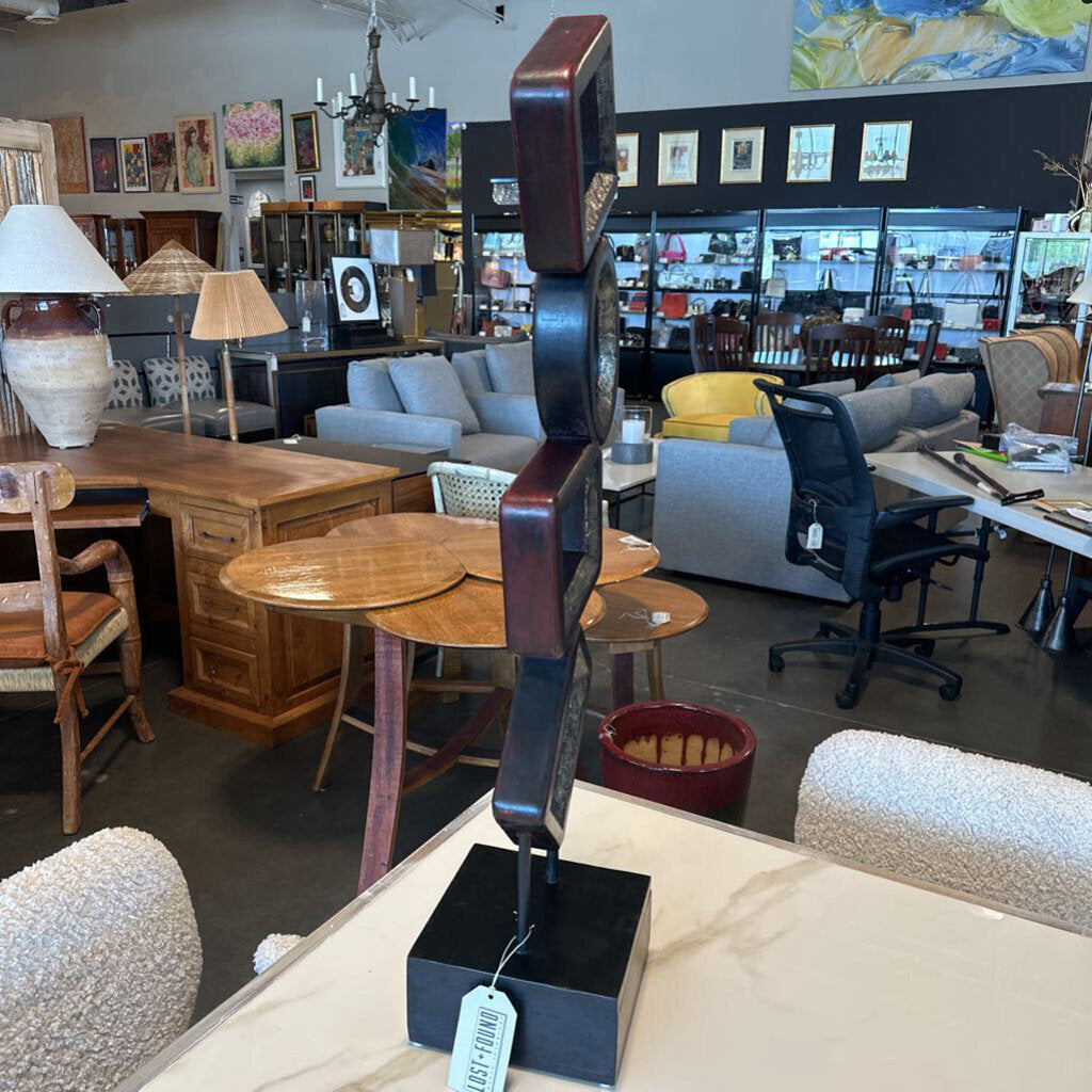 Wood & Metal Abstract Sculpture - 11X7.5X34.5