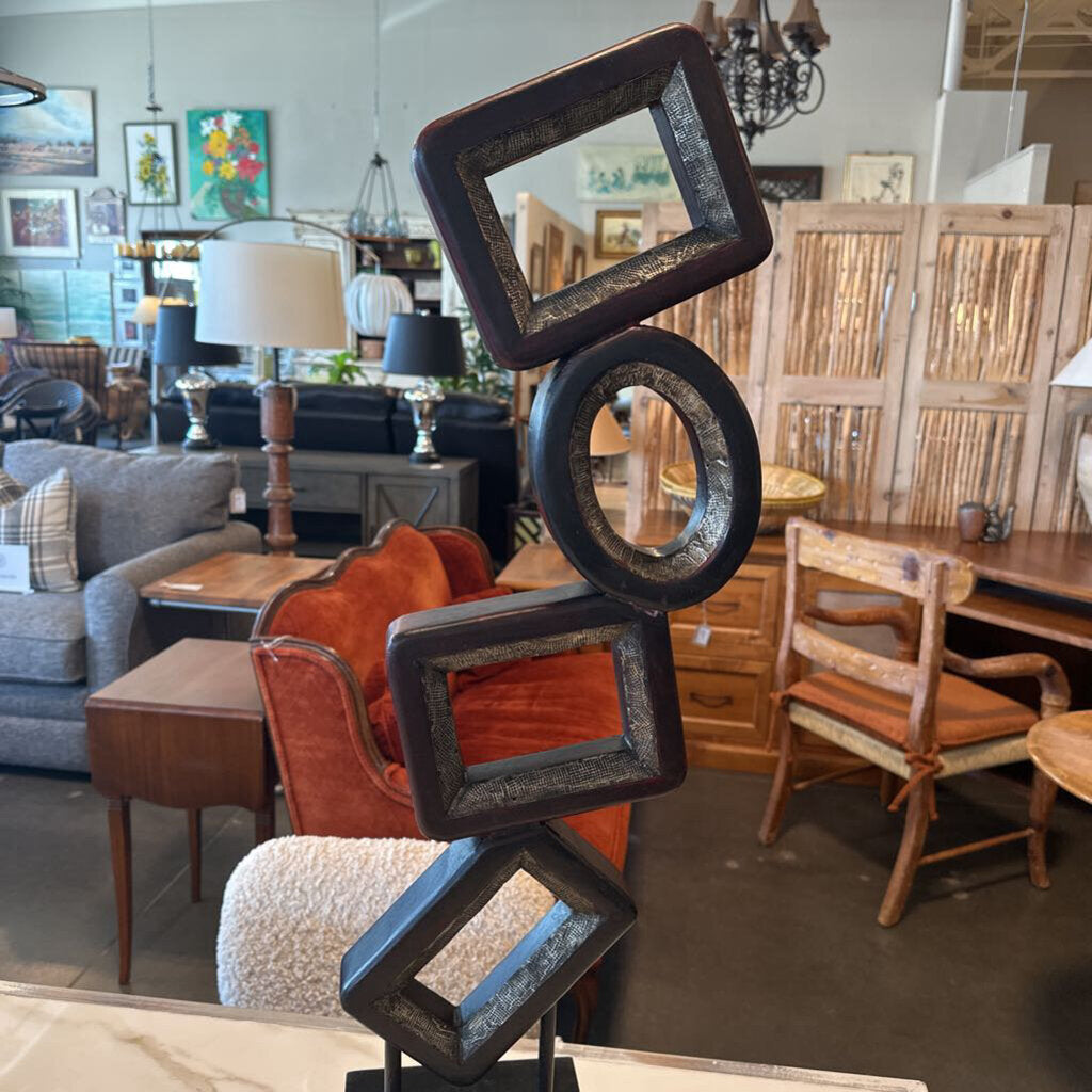 Wood & Metal Abstract Sculpture - 11X7.5X34.5