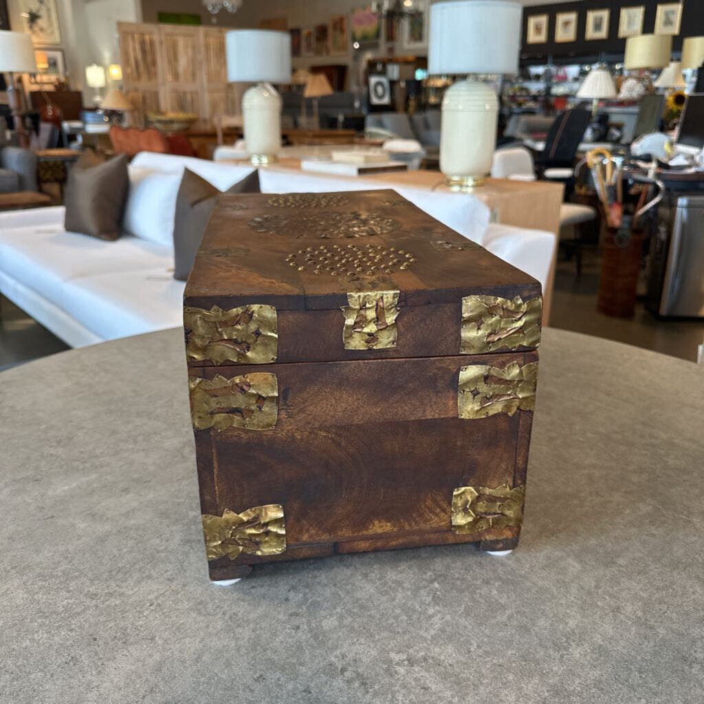 Wood & Metal Studded Chest - 21X9.5X9