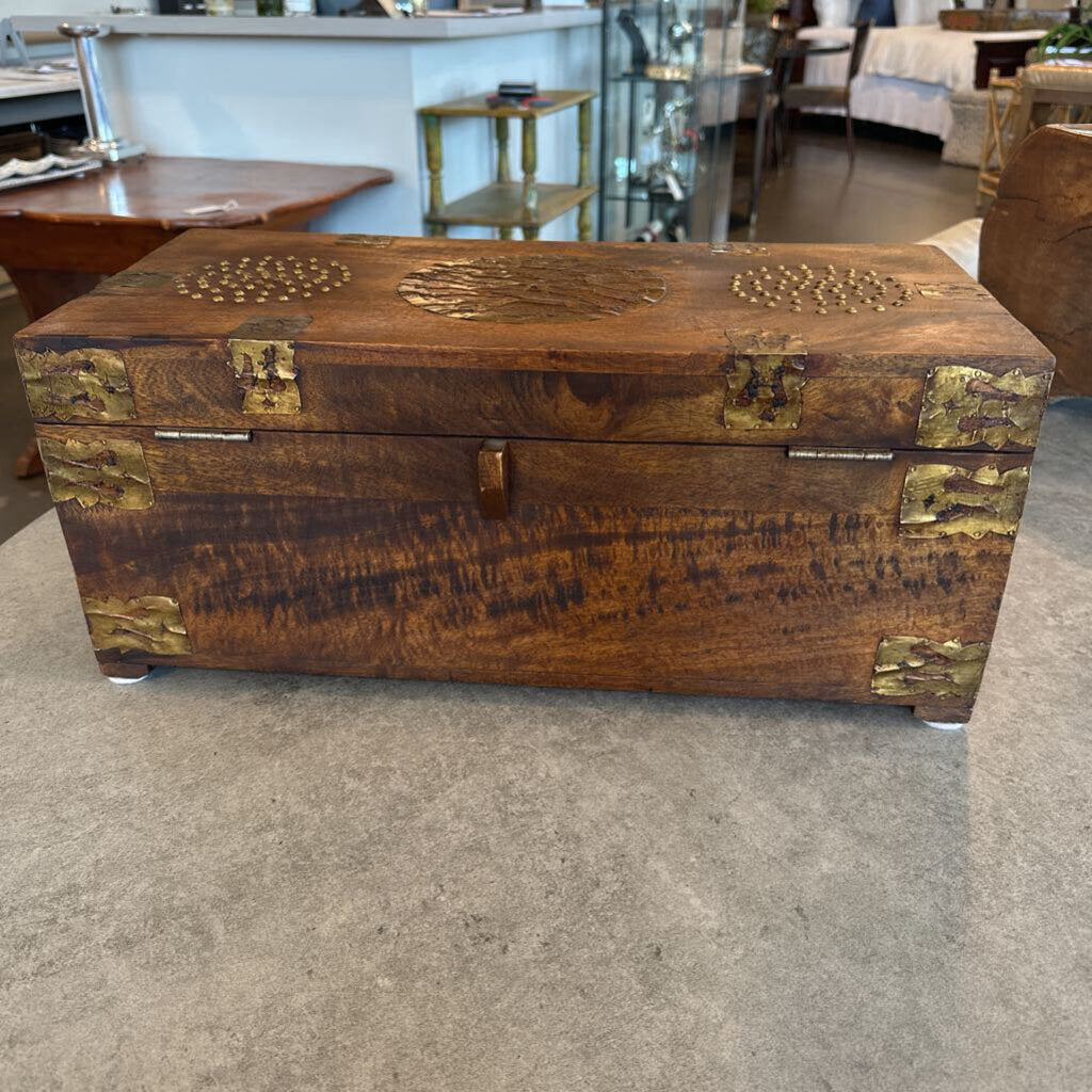 Wood & Metal Studded Chest - 21X9.5X9