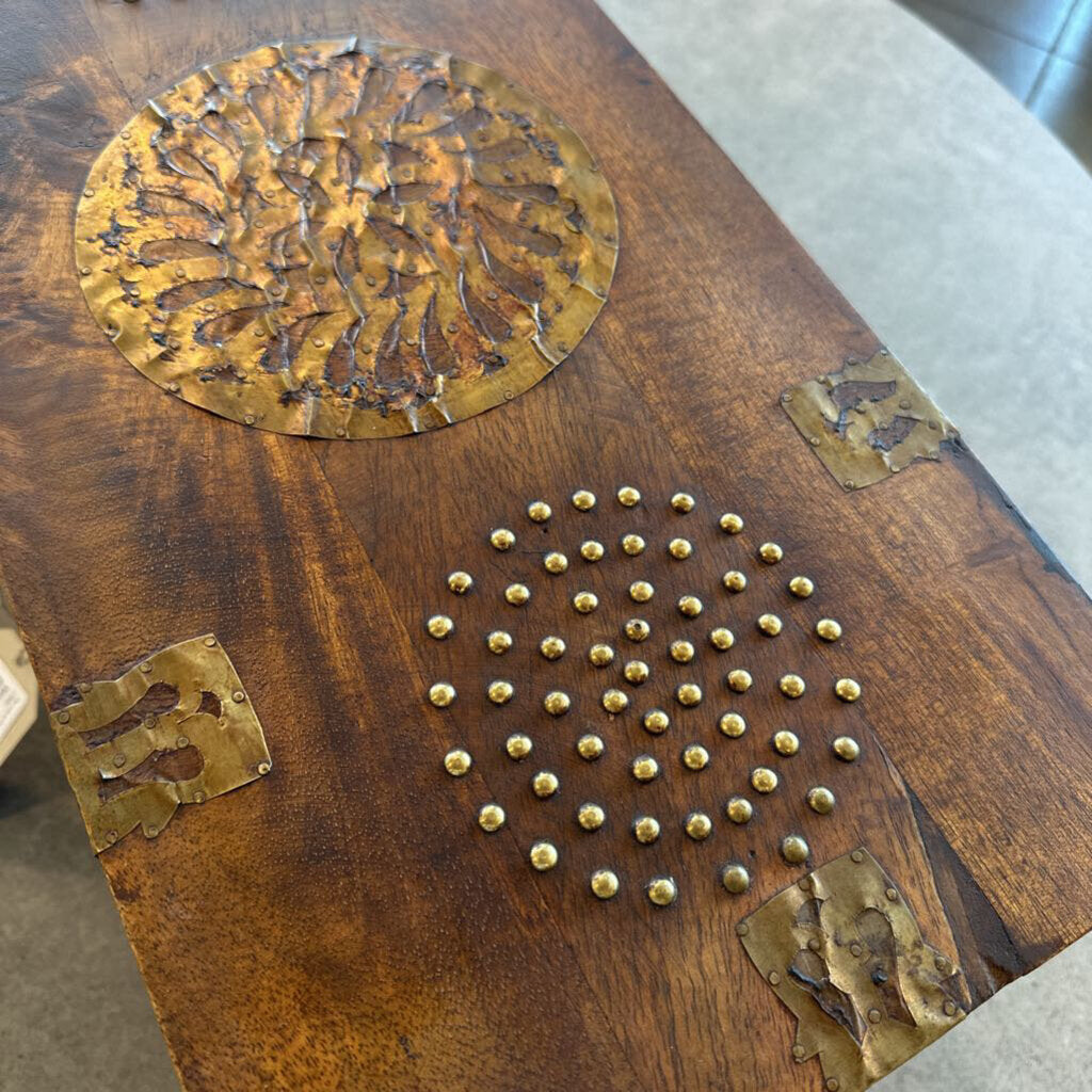 Wood & Metal Studded Chest - 21X9.5X9