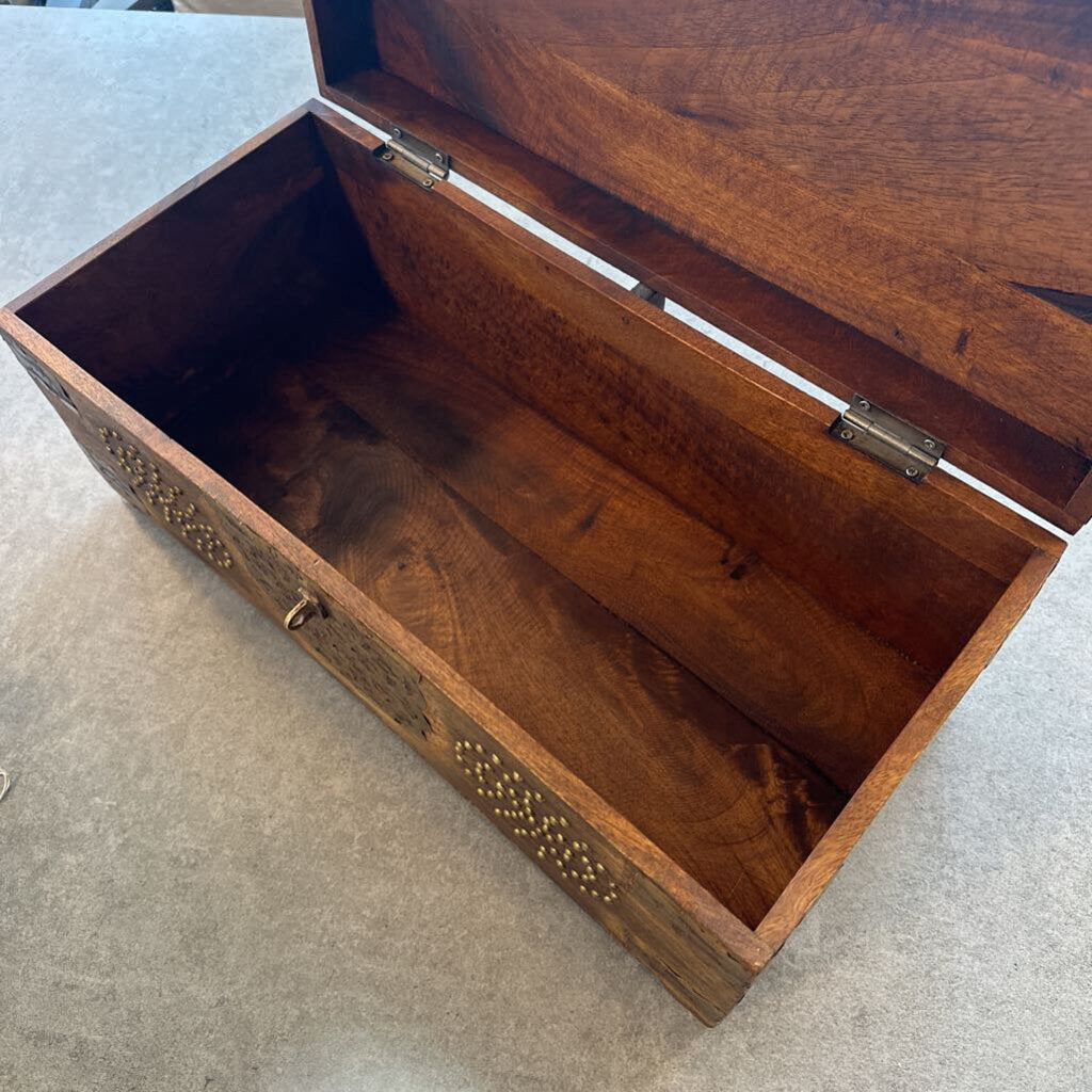 Wood & Metal Studded Chest - 21X9.5X9