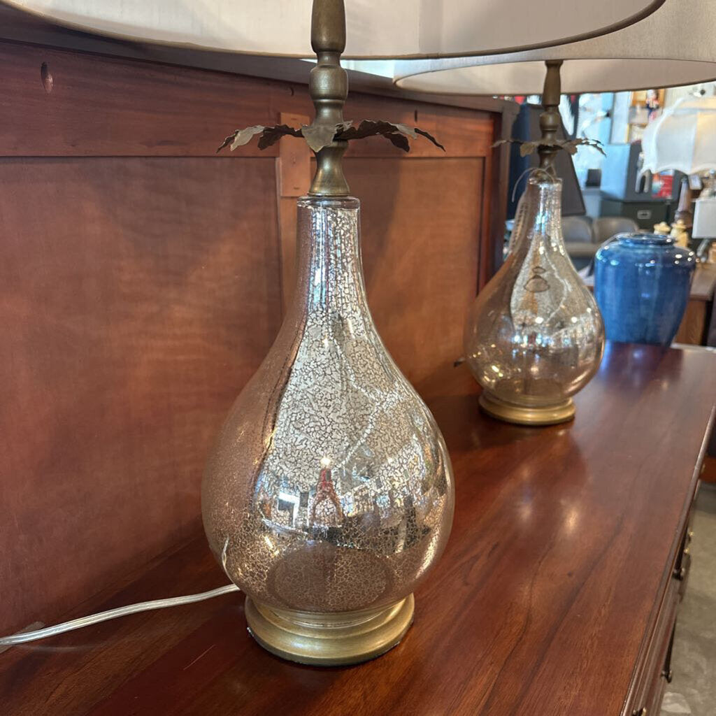 Mercury Glass Lamp W/ Gold Accents - 17X29.5 - Pair