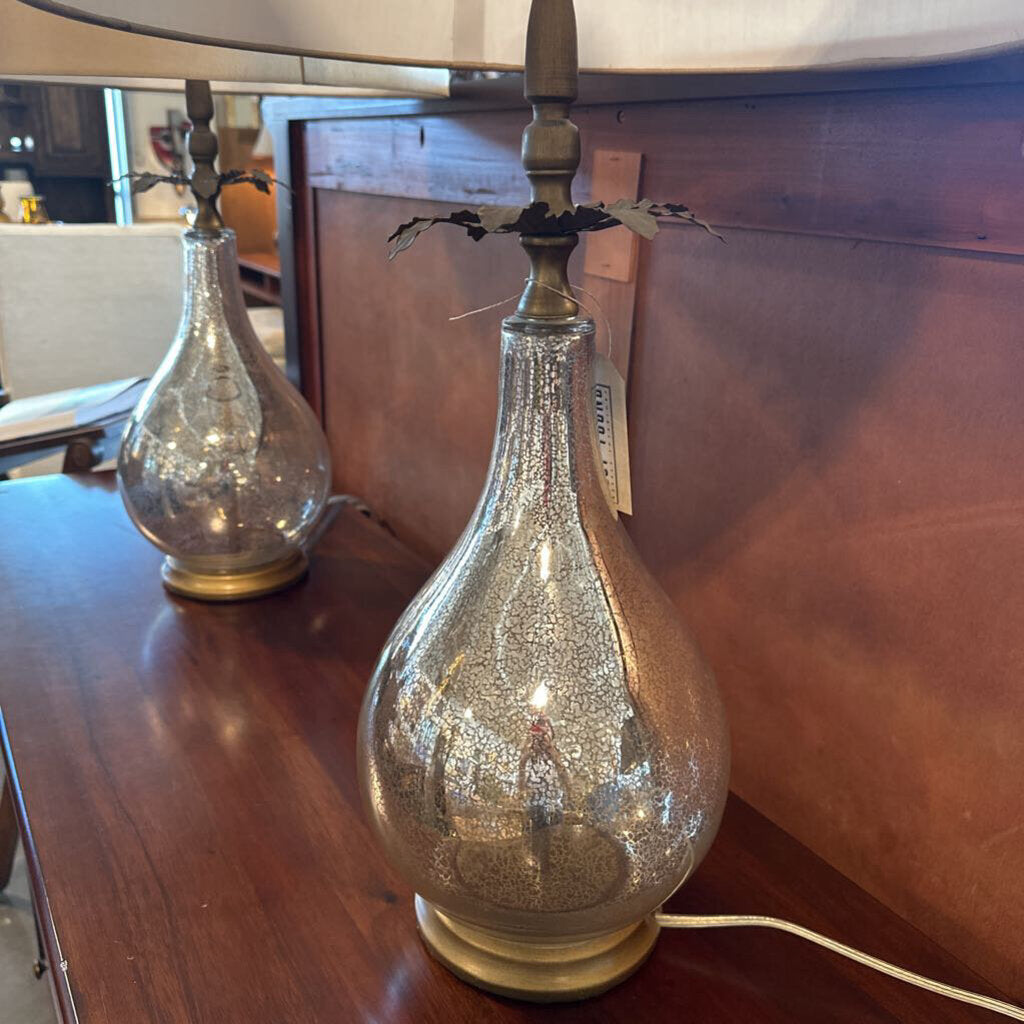 Mercury Glass Lamp W/ Gold Accents - 17X29.5 - Pair