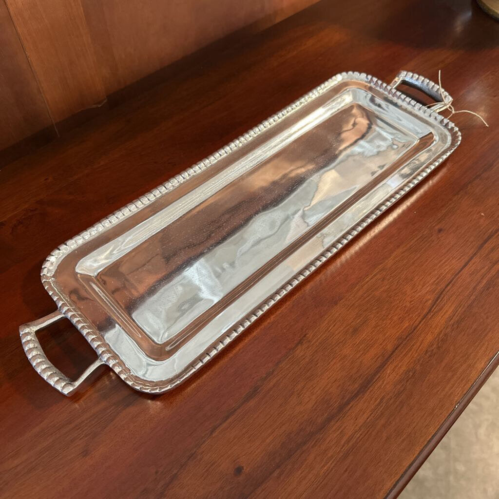Holland Boone Polished Pewter Tray W/ Handes - 7X19.5X1