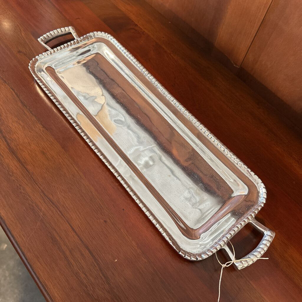 Holland Boone Polished Pewter Tray W/ Handes - 7X19.5X1