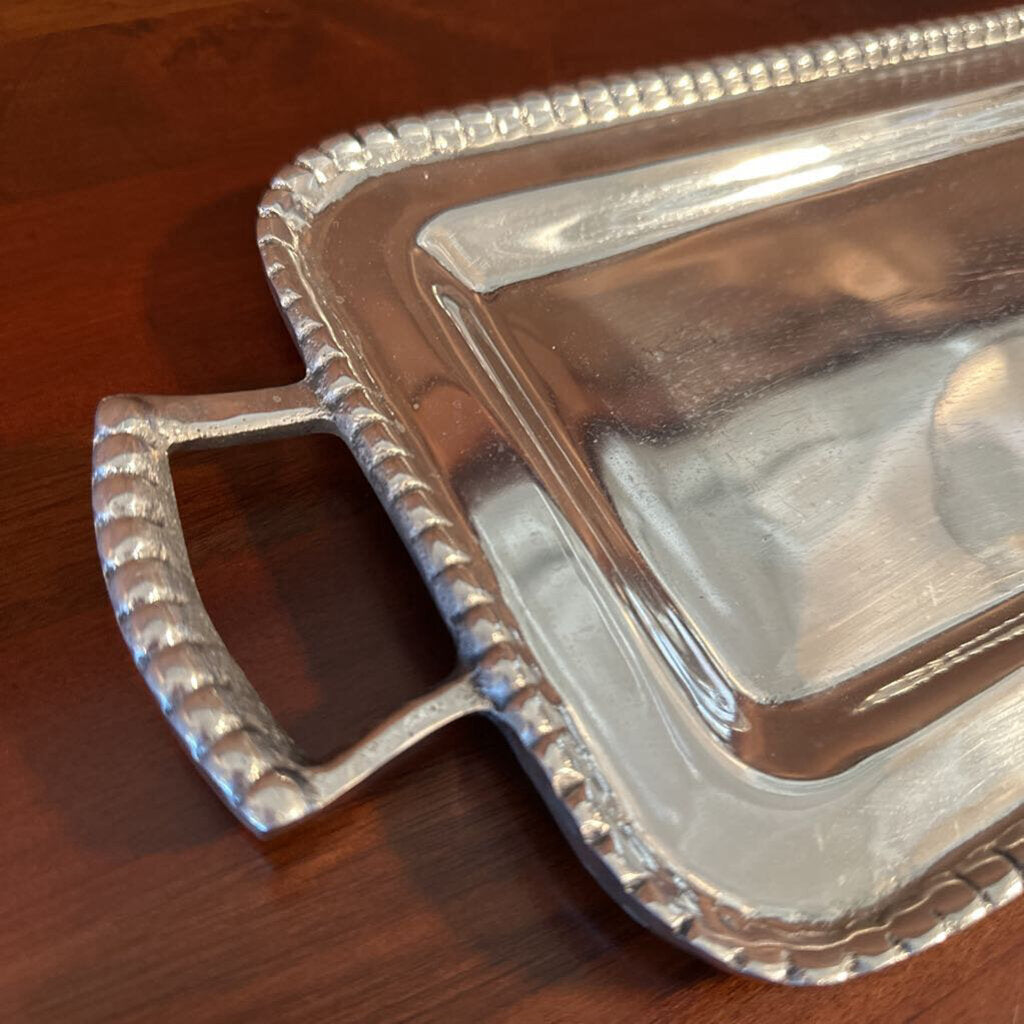 Holland Boone Polished Pewter Tray W/ Handes - 7X19.5X1