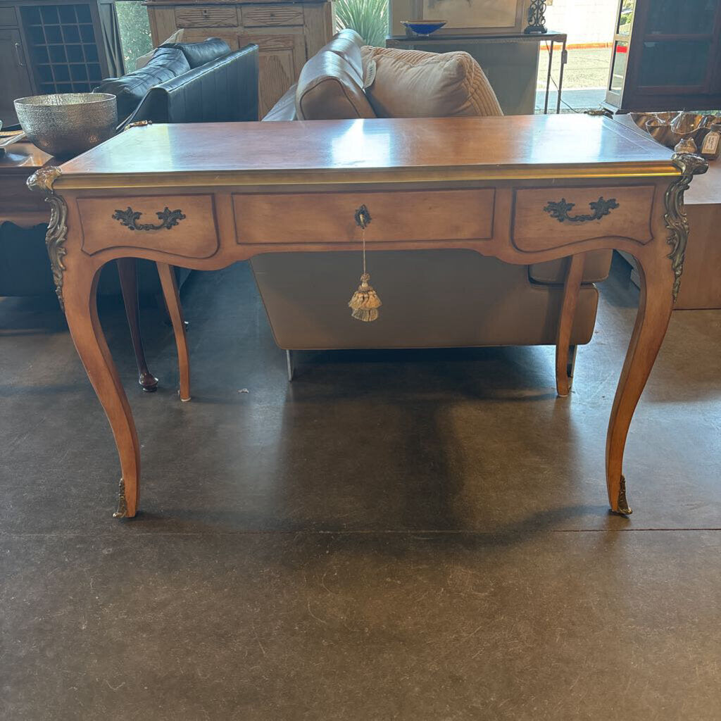 Louis XV Style Antique Desk W/ Brass Accents-46.5X24X30.5H