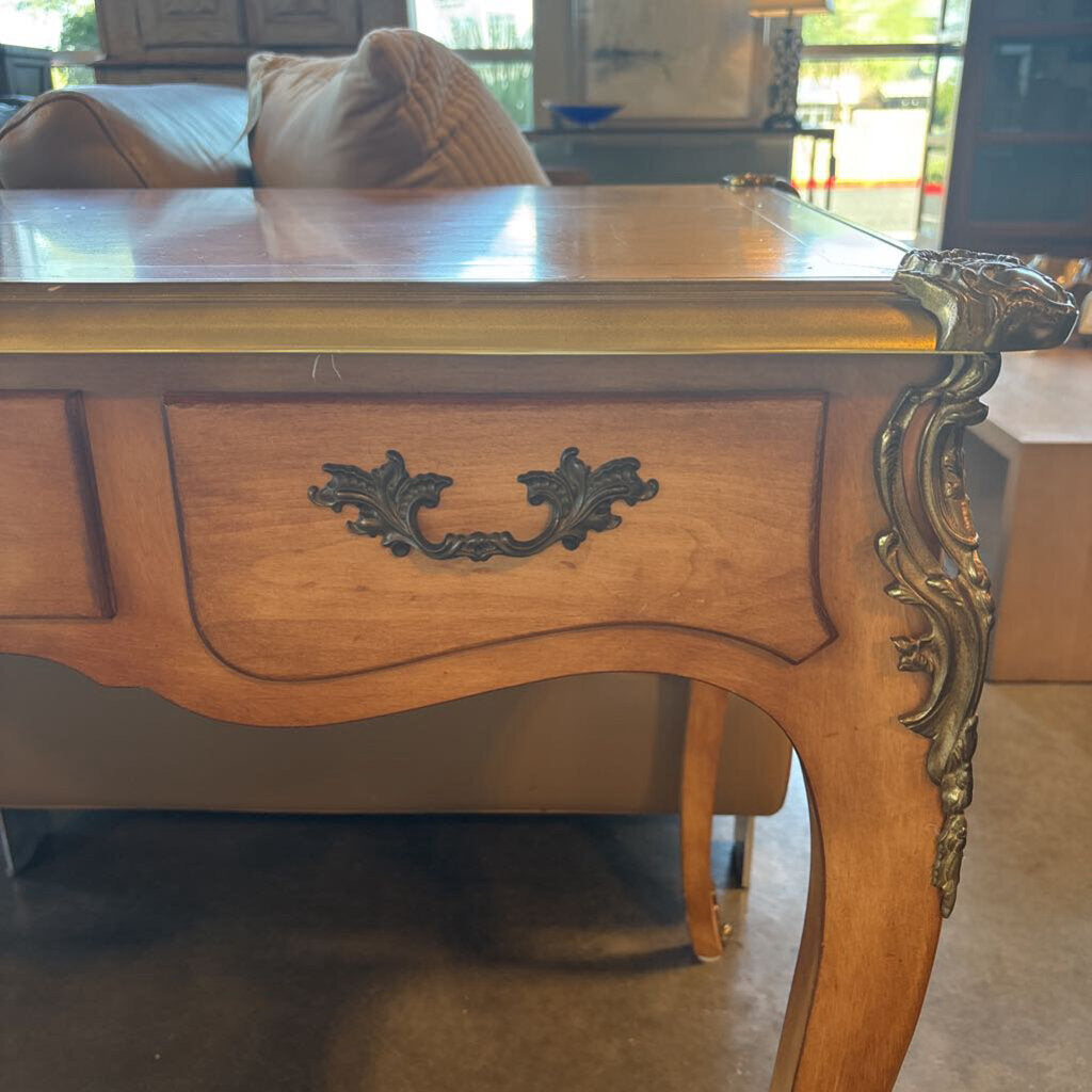 Louis XV Style Antique Desk W/ Brass Accents-46.5X24X30.5H