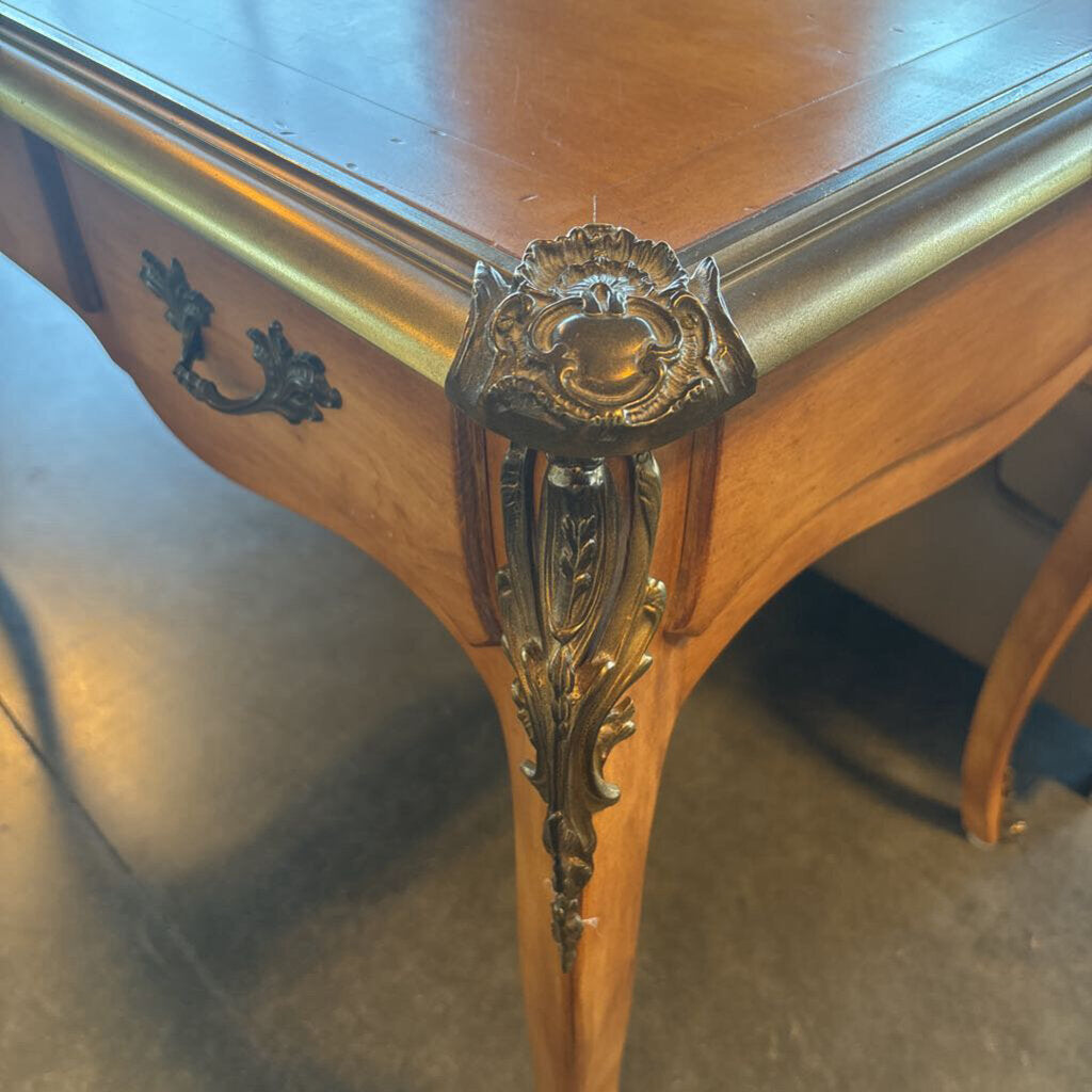 Louis XV Style Antique Desk W/ Brass Accents-46.5X24X30.5H