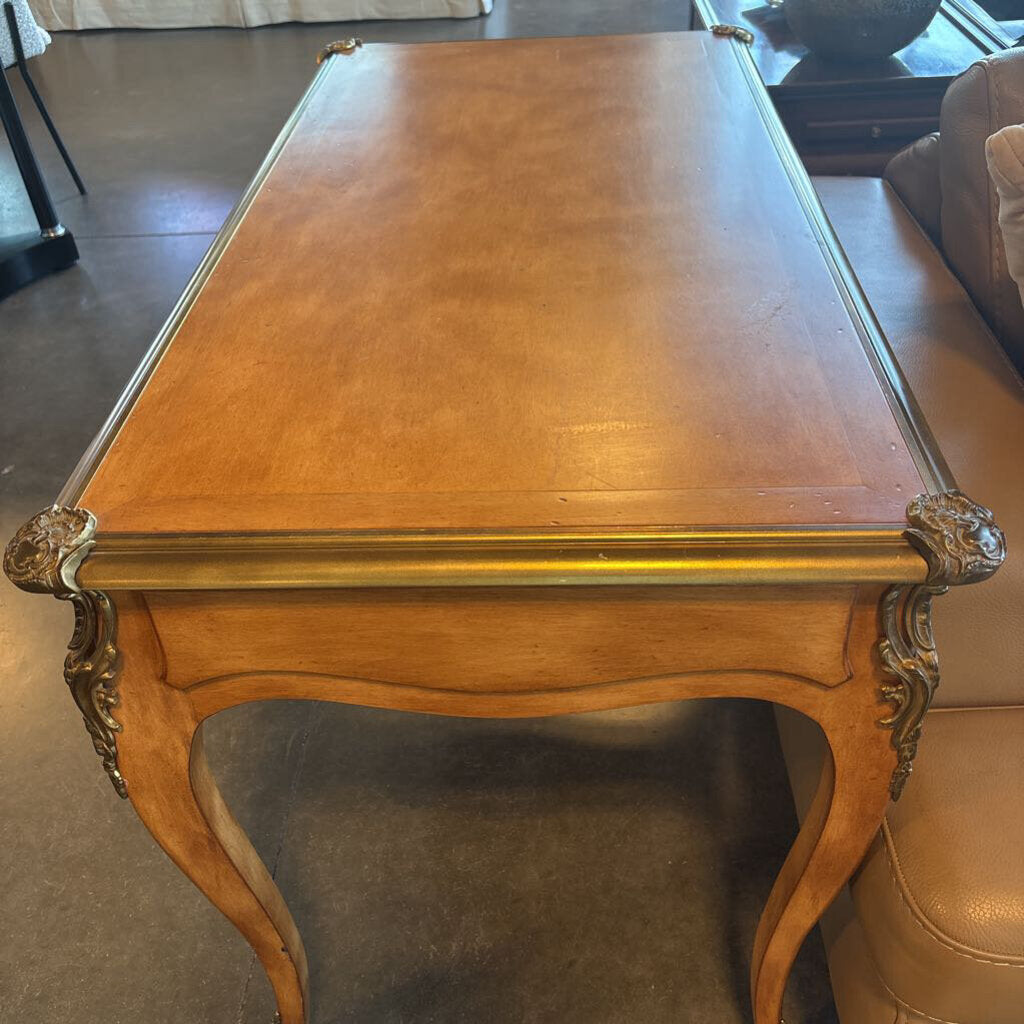 Louis XV Style Antique Desk W/ Brass Accents-46.5X24X30.5H